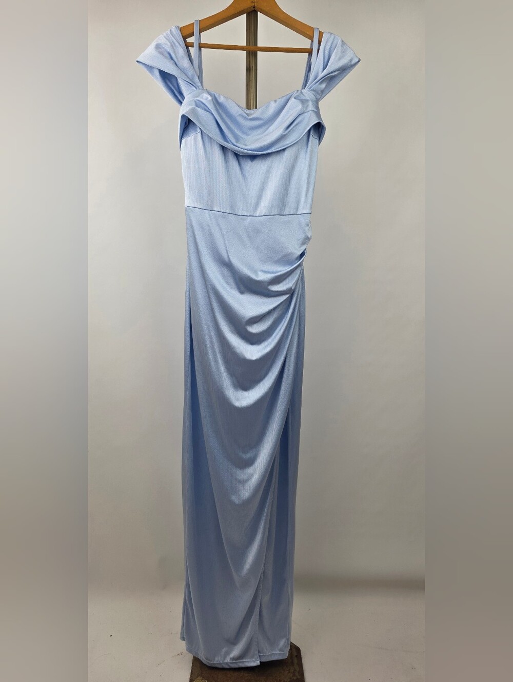 Popilush Women's Blue Shimmer Off The Shoulder Multi Wear Shapewear Dress Size L - Picture 7 of 14